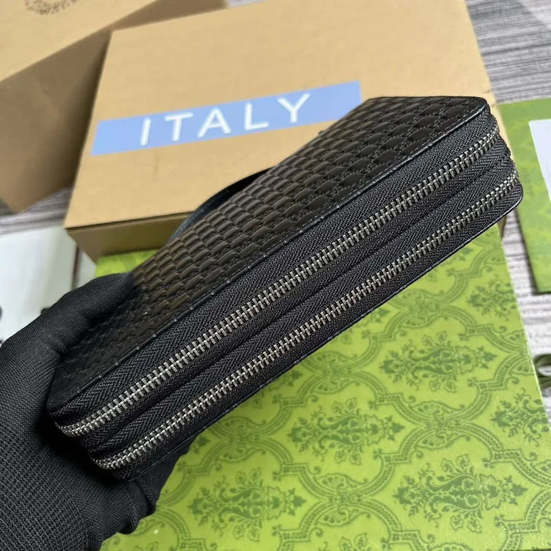 Gucci 449246 Gucci Sima Leather Zip Around Case Black