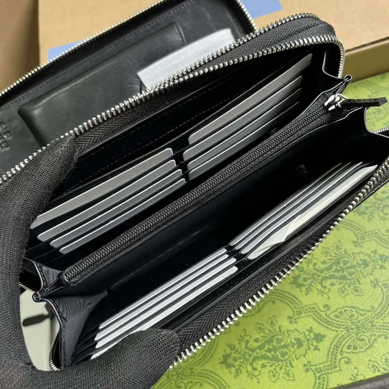 Gucci 449246 Gucci Sima Leather Zip Around Case Black