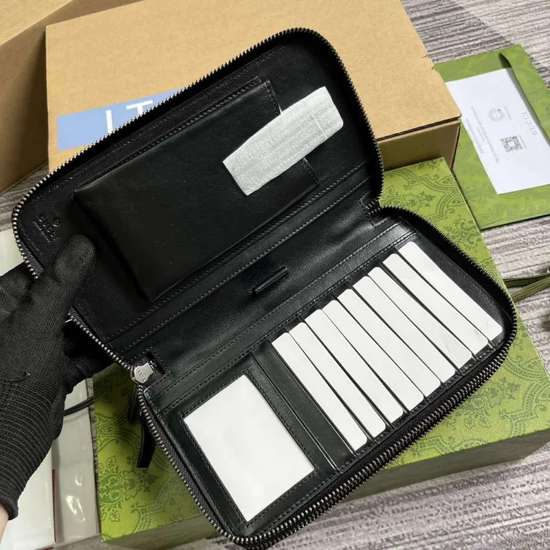 Gucci 395474 Guccissima Leather Zip Around Case Black