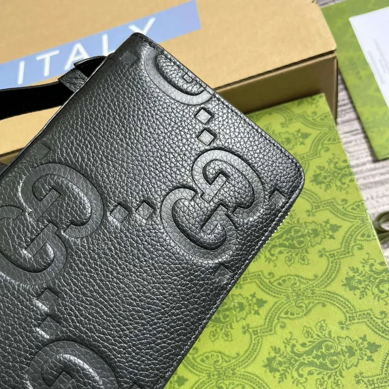 Gucci 751760 Jumbo GG Travel Document Case Black