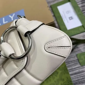 Gucci 764339 Gucci Horsebit Chain Small Shoulder Bag White