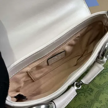 Gucci 764339 Gucci Horsebit Chain Small Shoulder Bag White