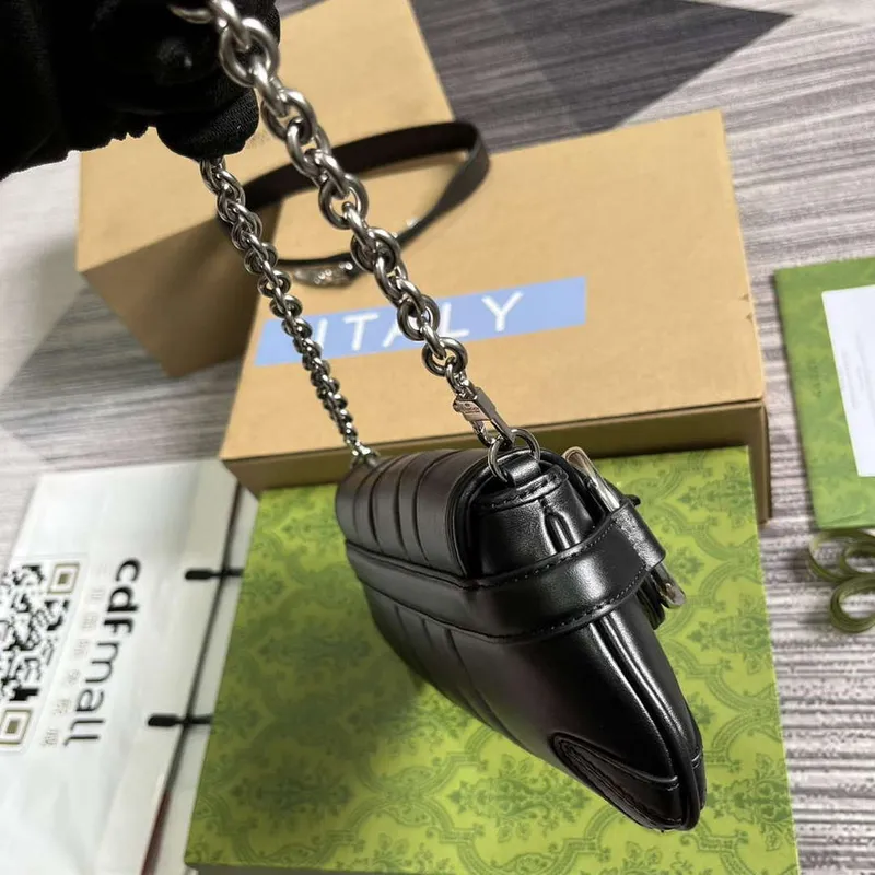 Gucci 764339 Gucci Horsebit Chain Small Shoulder Bag Black