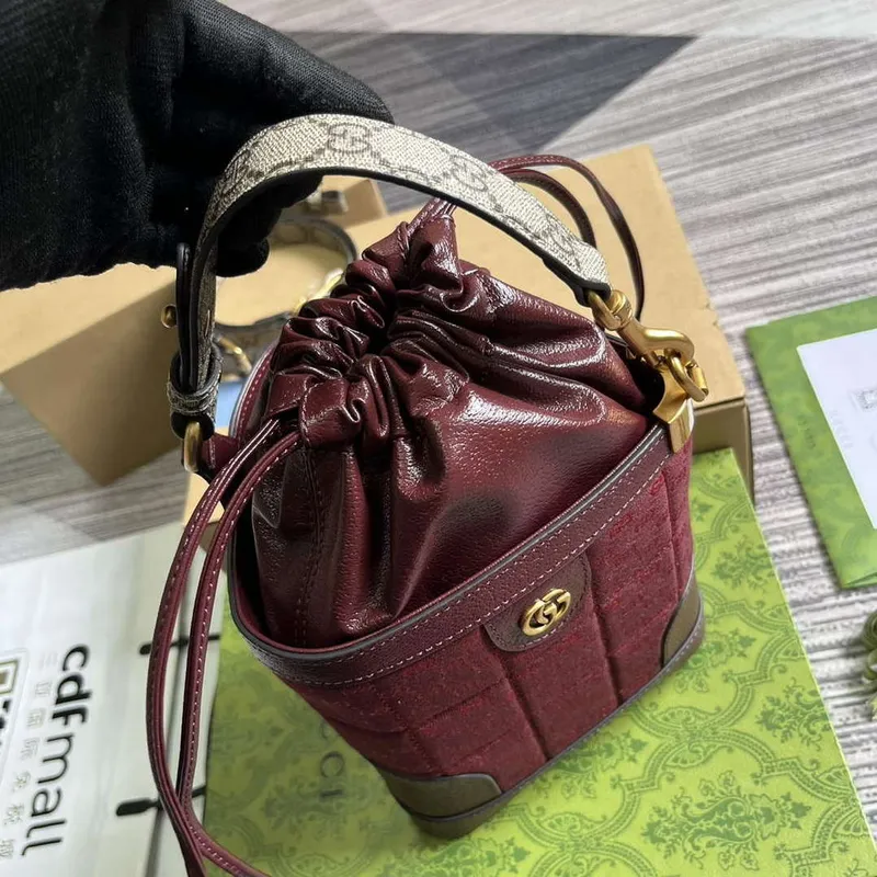 Gucci 752583 Ophidia GG Bucket Bag Red