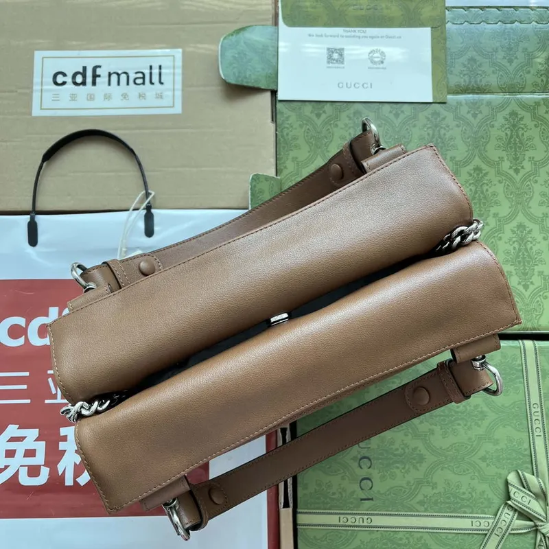 Gucci 751518 GG Blondie Small Tote Bag in Brown leather