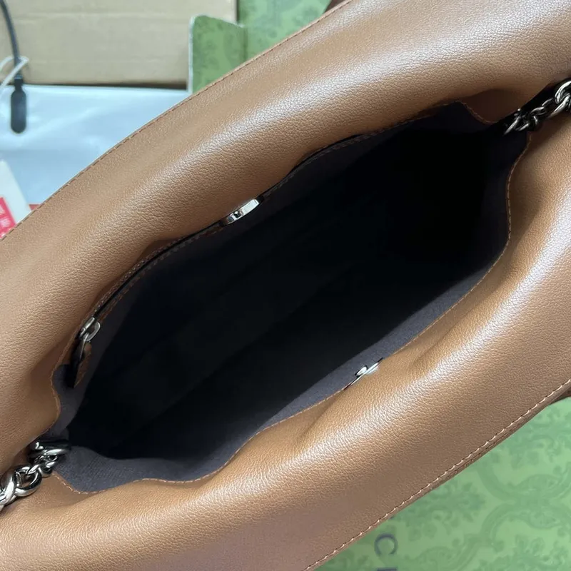 Gucci 751518 GG Blondie Small Tote Bag in Brown leather