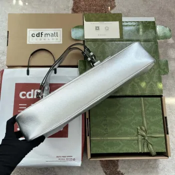 Gucci 751516 Blondie Medium Tote bag in Silver leather