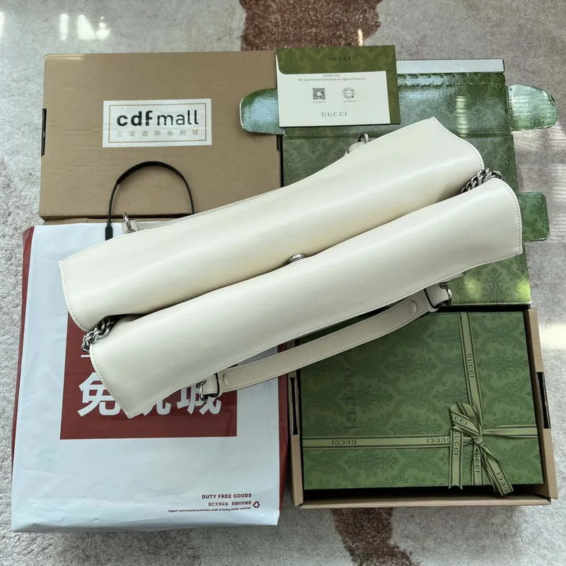 Gucci 751516 Blondie Medium Tote bag in White leather