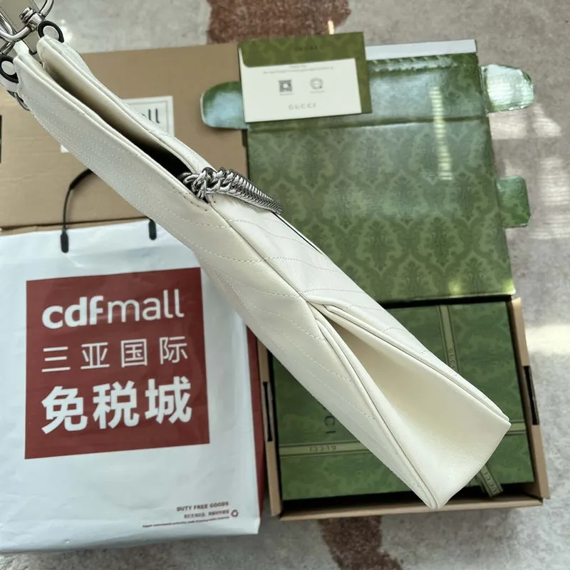 Gucci 751516 Blondie Medium Tote bag in White leather