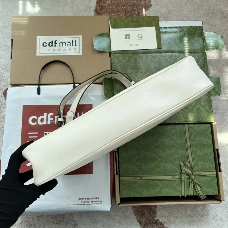 Gucci 751516 Blondie Medium Tote bag in White leather