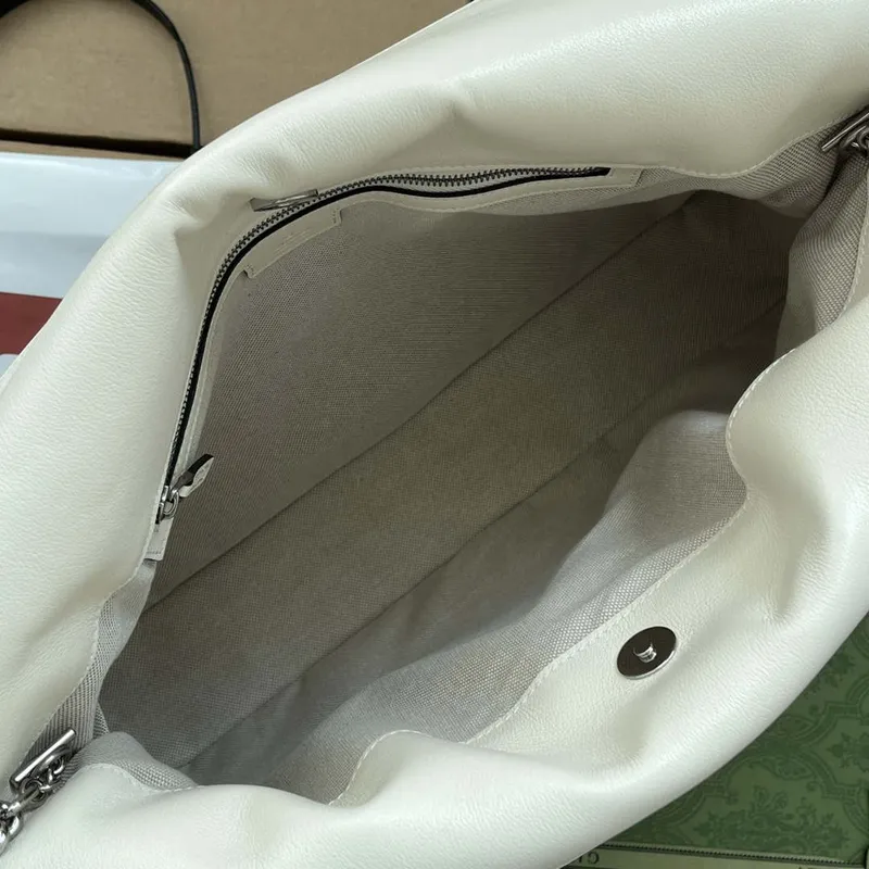 Gucci 751516 Blondie Medium Tote bag in White leather