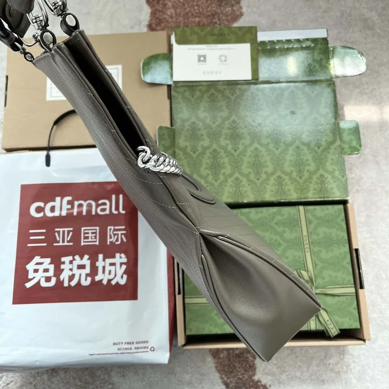 Gucci 751516 Blondie Medium Tote bag in Drak Green leather