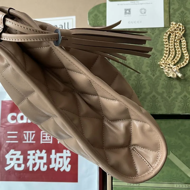 Gucci 746210 Gucci Deco medium tote bag in Apricot leather