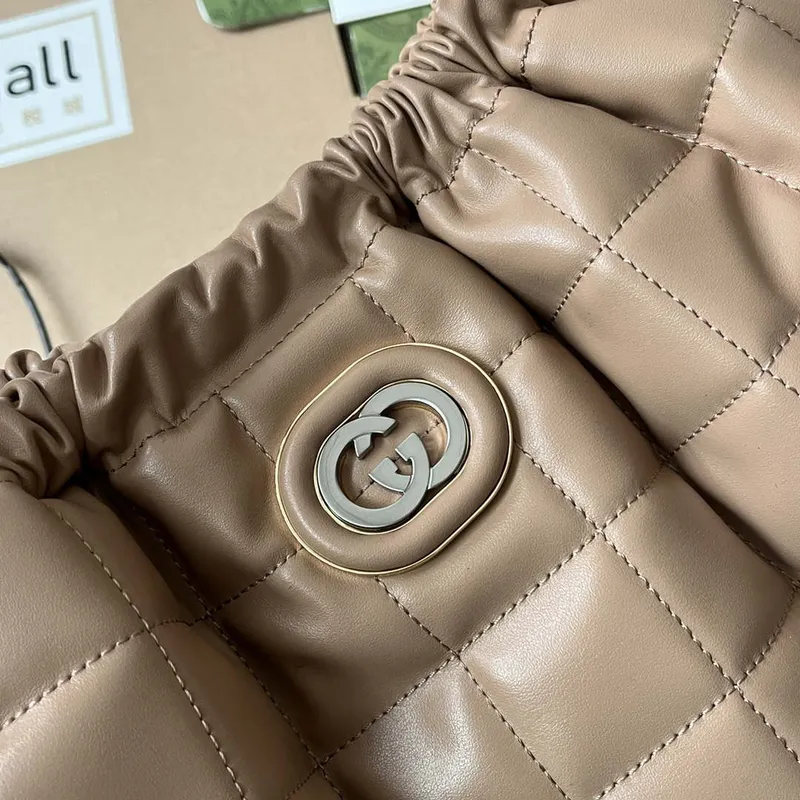 Gucci 746210 Gucci Deco medium tote bag in Apricot leather