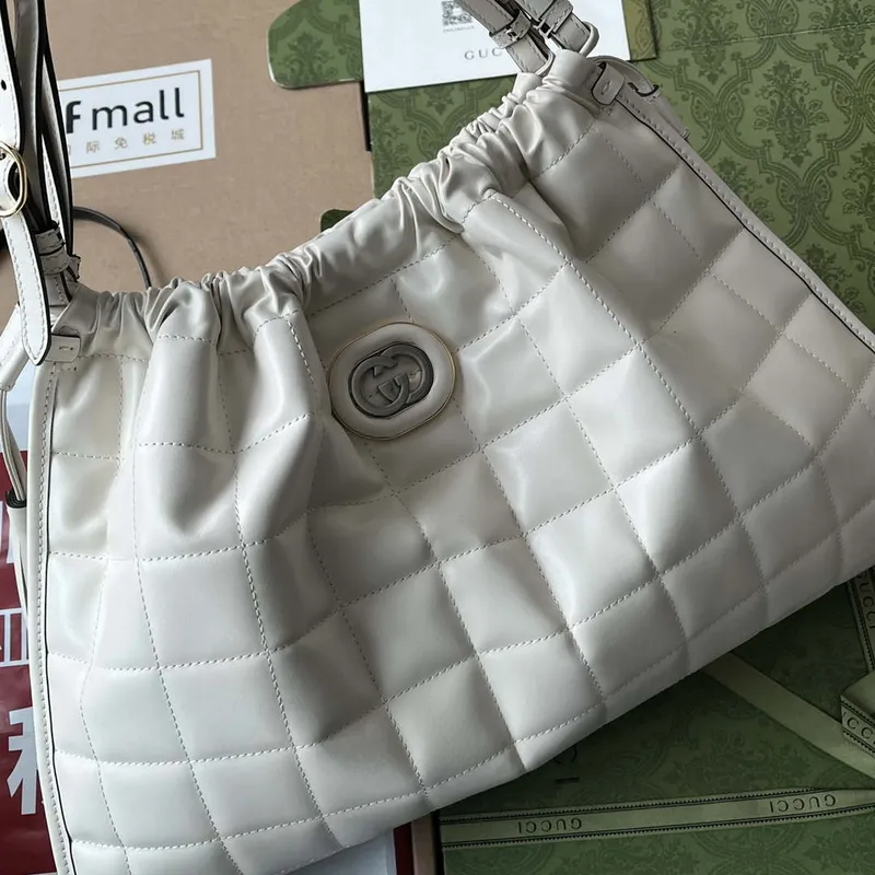 Gucci 746210 Gucci Deco medium tote bag in White Leather