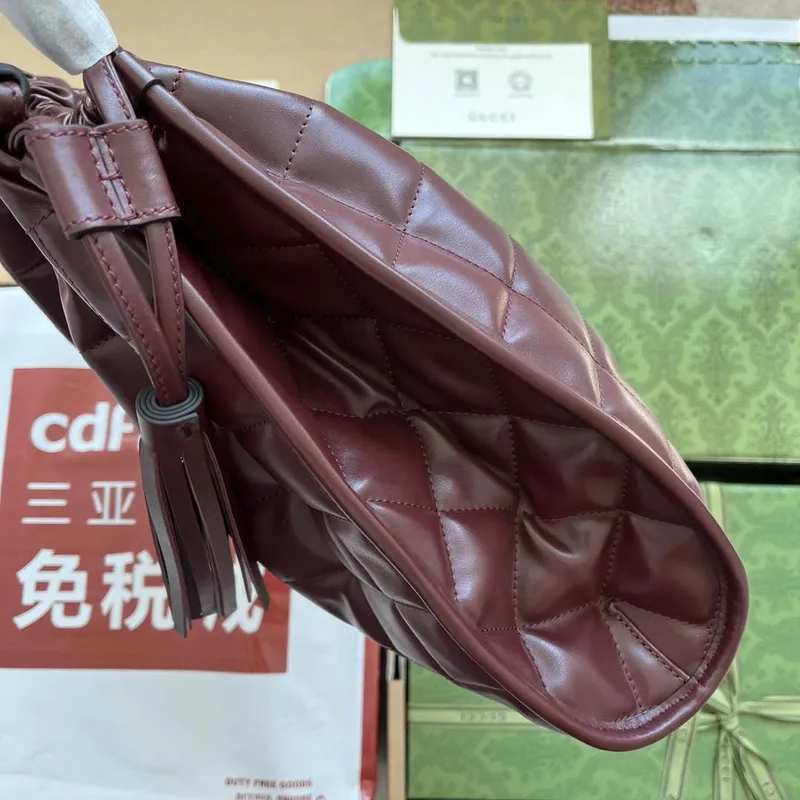 Gucci 746210 Gucci Deco medium tote bag in Wine red leather