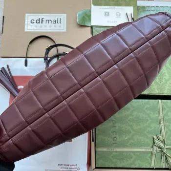 Gucci 746210 Gucci Deco medium tote bag in Wine red leather