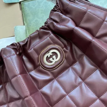 Gucci 746210 Gucci Deco medium tote bag in Wine red leather