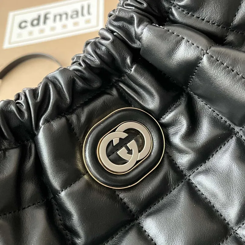 Gucci 746210 Gucci Deco medium tote bag in black leather