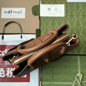 Gucci 727810 Jackie 1961 small natural grain tote in brown leather