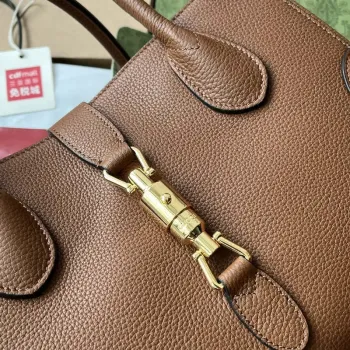 Gucci 727810 Jackie 1961 small natural grain tote in brown leather