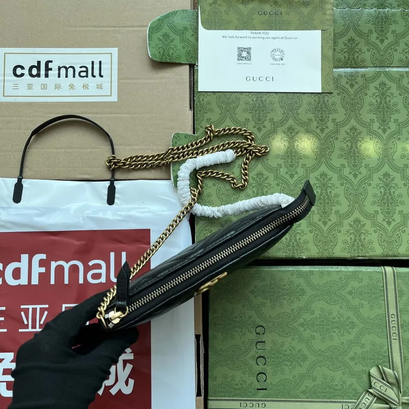 Gucci 443447 GG Marmmont wallet with chain Black leather