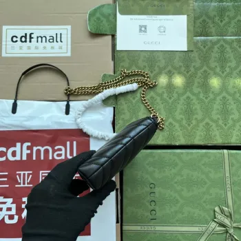 Gucci 443447 GG Marmmont wallet with chain Black leather