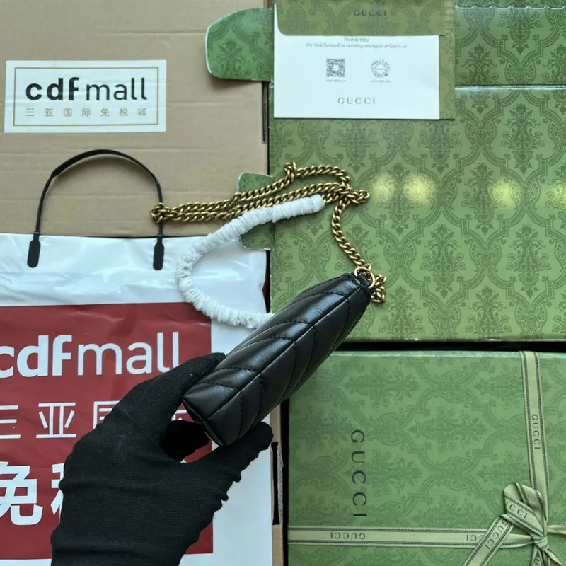 Gucci 443447 GG Marmmont wallet with chain Black leather