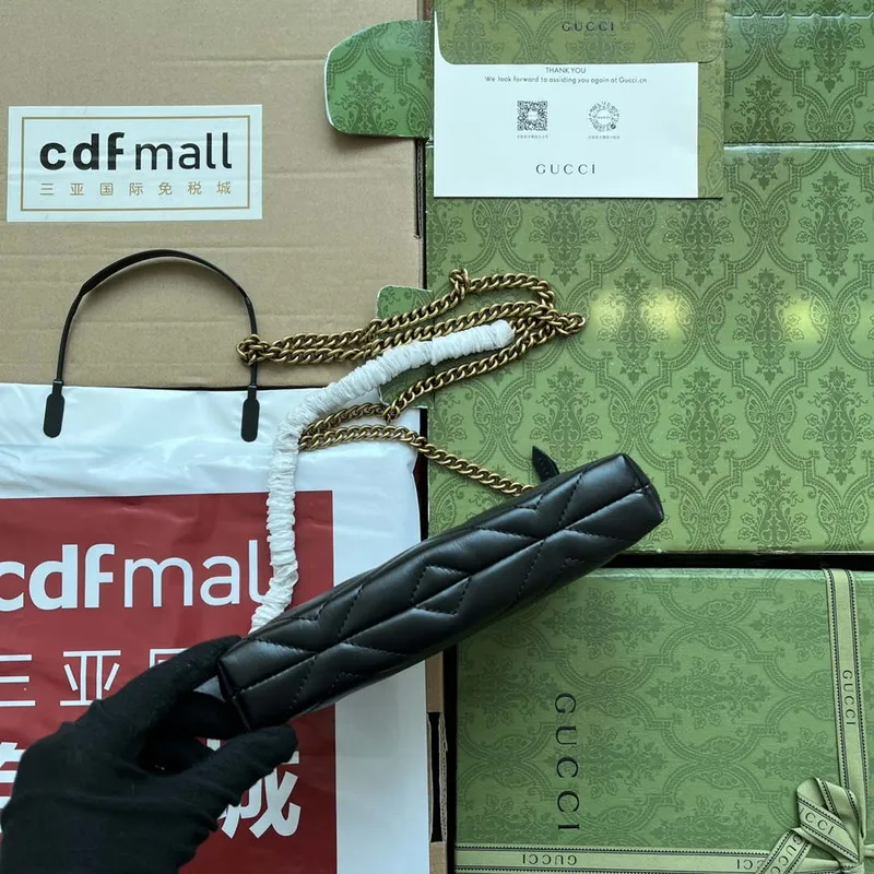 Gucci 443447 GG Marmmont wallet with chain Black leather