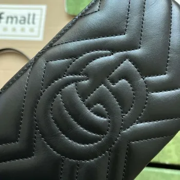 Gucci 443447 GG Marmmont wallet with chain Black leather