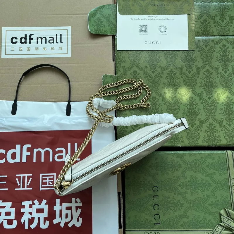 Gucci 443447 GG Marmmont wallet with chain White leather