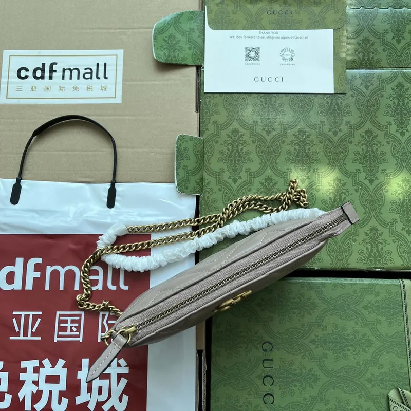 Gucci 443447 GG Marmmont wallet with chain Pink leather