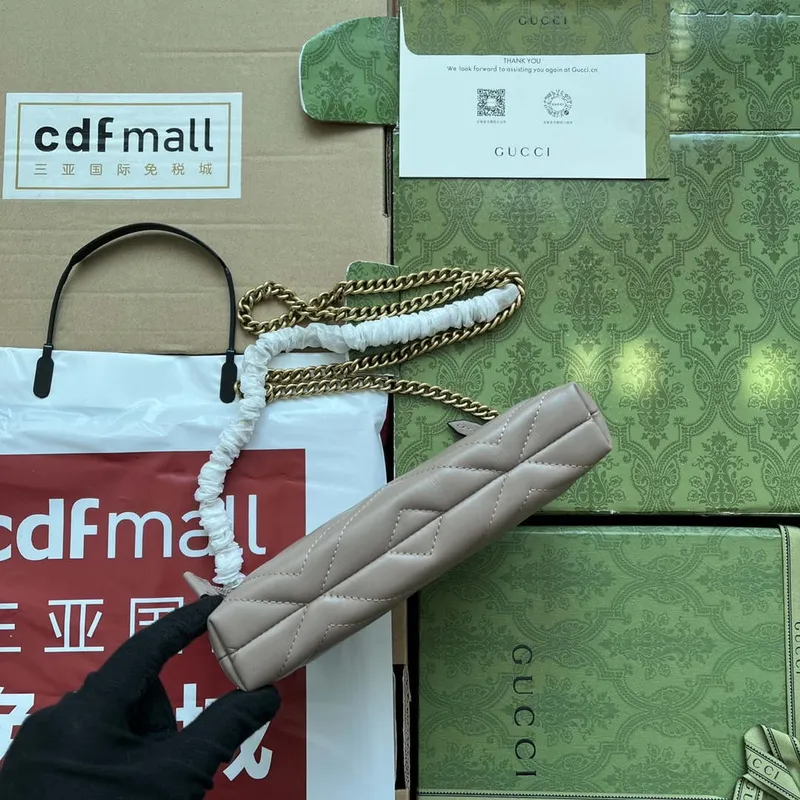 Gucci 443447 GG Marmmont wallet with chain Pink leather