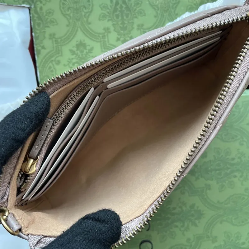 Gucci 443447 GG Marmmont wallet with chain Pink leather