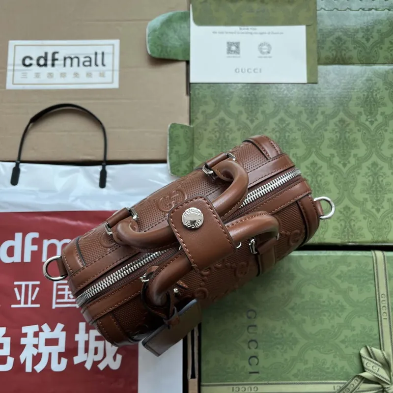 Gucci 725292 Jumbo GG Mini Embossed Bag Brown