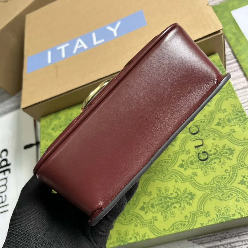 Gucci  741457 Gucci Deco Mini Shoulder Bag Wine Red