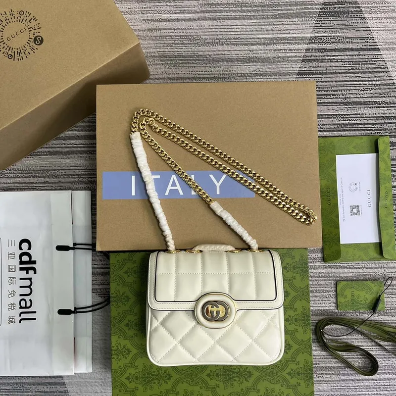 Gucci  741457 Gucci Deco Mini Shoulder Bag White