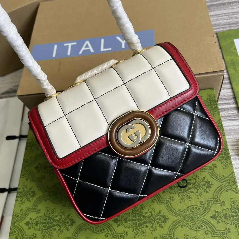 Gucci  741457 Gucci Deco Mini Shoulder Bag Red&white