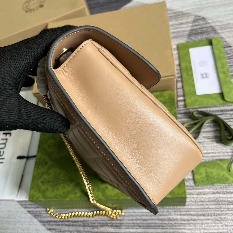 Gucci  740834 GG Deco Small Shoulder Bag Apricot