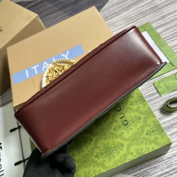 Gucci  740834 GG Deco Small Shoulder Bag Wine Red