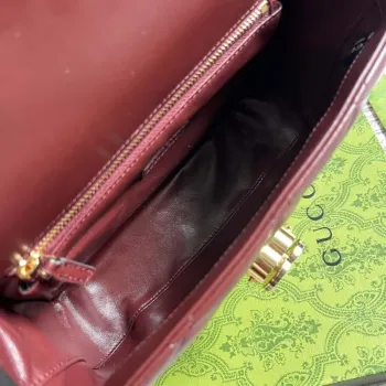 Gucci  740834 GG Deco Small Shoulder Bag Wine Red