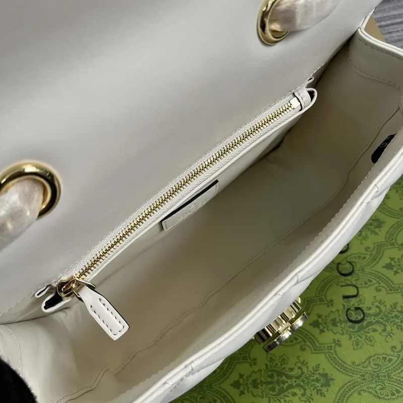 Gucci  740834 GG Deco Small Shoulder Bag White