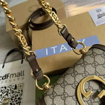 Gucci 724645 Gucci Blondie Mini Shoulder Bag Beige and ebony