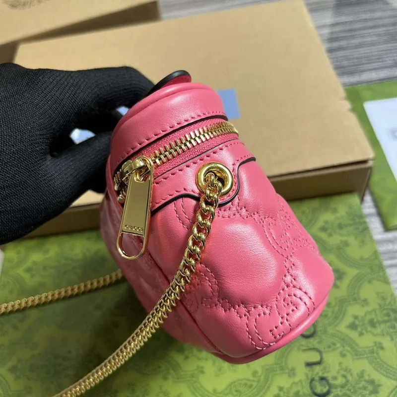 Gucci 723770 GG Matelassé Top Handle Mini Bag Pink