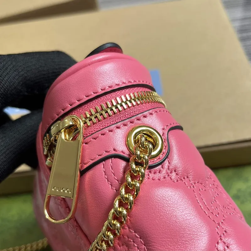 Gucci 723770 GG Matelassé Top Handle Mini Bag Pink
