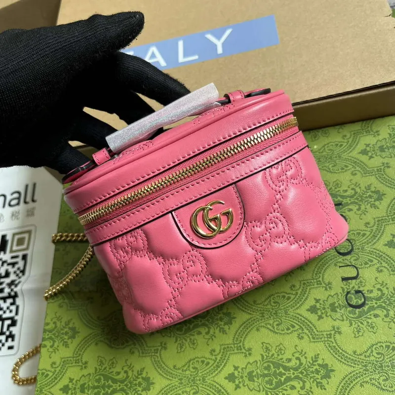 Gucci 723770 GG Matelassé Top Handle Mini Bag Pink