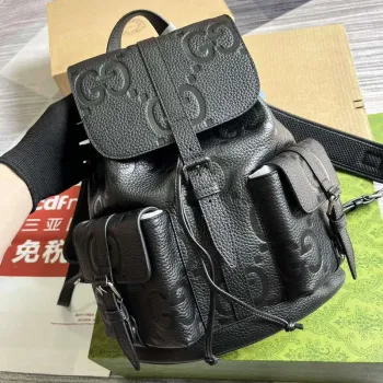 Gucci 739503 Jumbo GG Small Backpack Black
