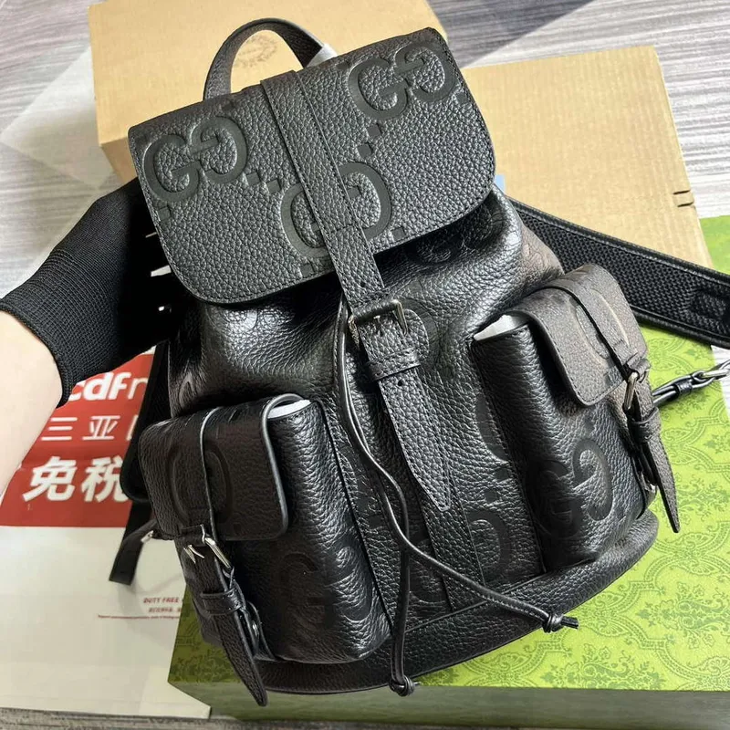 Gucci 739503 Jumbo GG Small Backpack Black