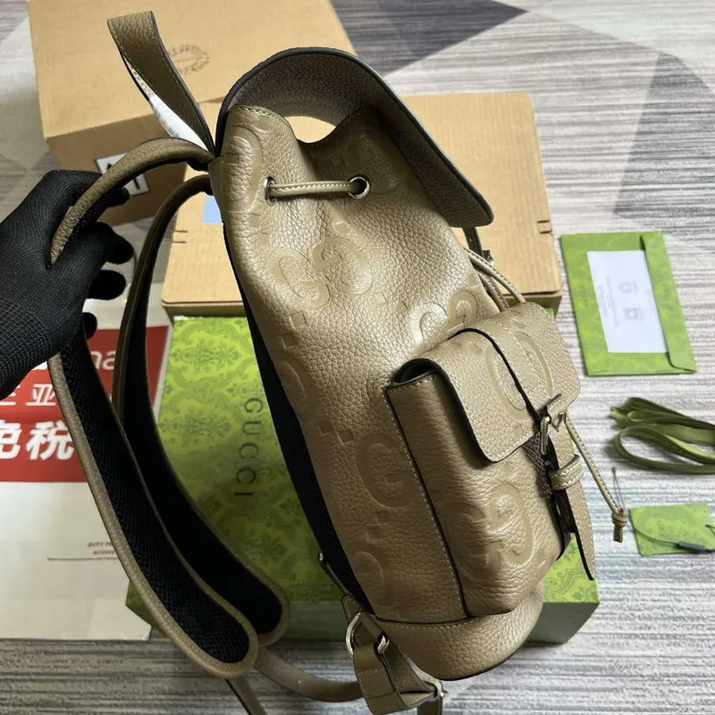Gucci 739503 Jumbo GG Small Backpack Taupe