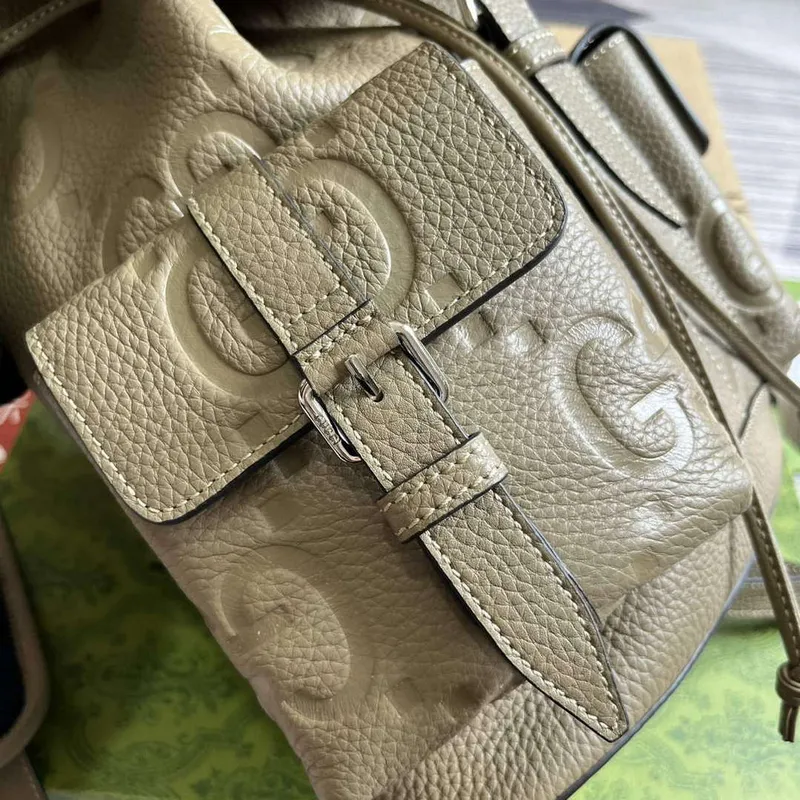 Gucci 739503 Jumbo GG Small Backpack Taupe
